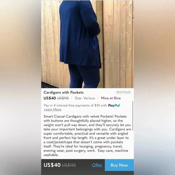 black open cardigan and pants set. Velvet patch pockets, XL.,NWT. Mina et Bina - Picture 15 of 15